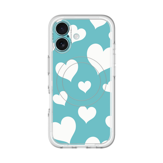 スリムプロテクションプレミアムケース with MagSafe［ Dot Hearts - Blue ］