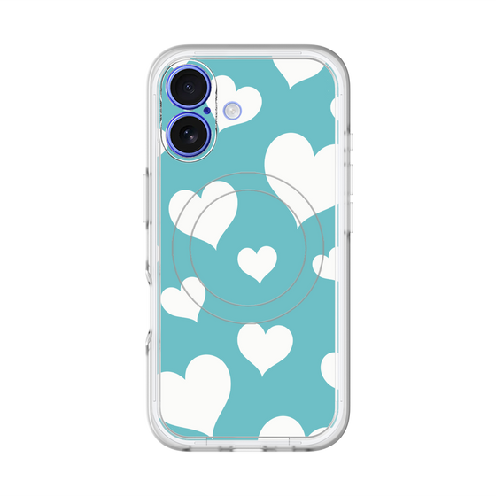 スリムプロテクションプレミアムケース with MagSafe［ Dot Hearts - Blue ］