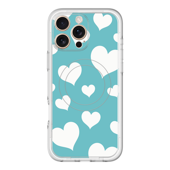 スリムプロテクションプレミアムケース with MagSafe［ Dot Hearts - Blue ］