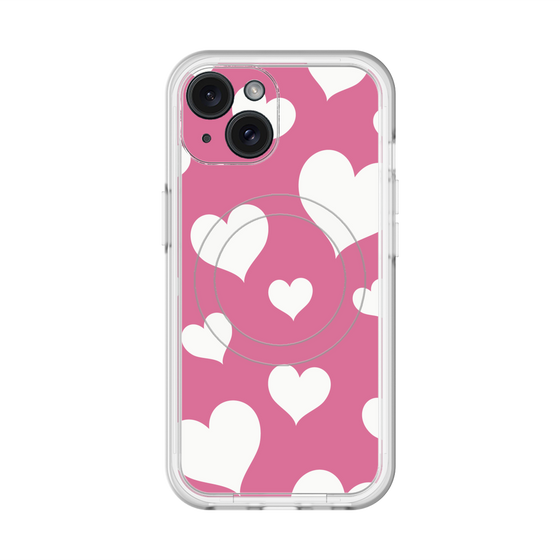 スリムプロテクションプレミアムケース with MagSafe［ Dot Hearts - Pink ］