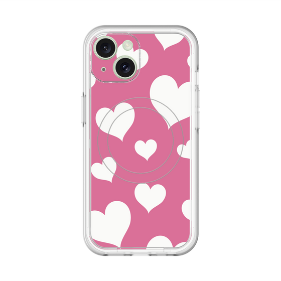 スリムプロテクションプレミアムケース with MagSafe［ Dot Hearts - Pink ］