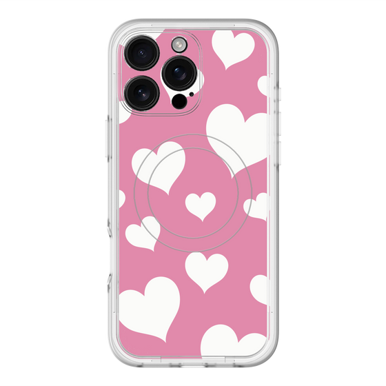 スリムプロテクションプレミアムケース with MagSafe［ Dot Hearts - Pink ］