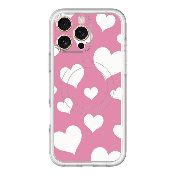 スリムプロテクションプレミアムケース with MagSafe［ Dot Hearts - Pink ］