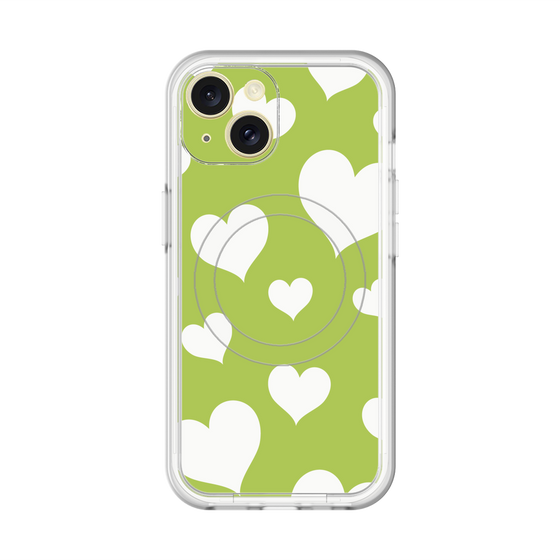 スリムプロテクションプレミアムケース with MagSafe［ Dot Hearts - Green ］
