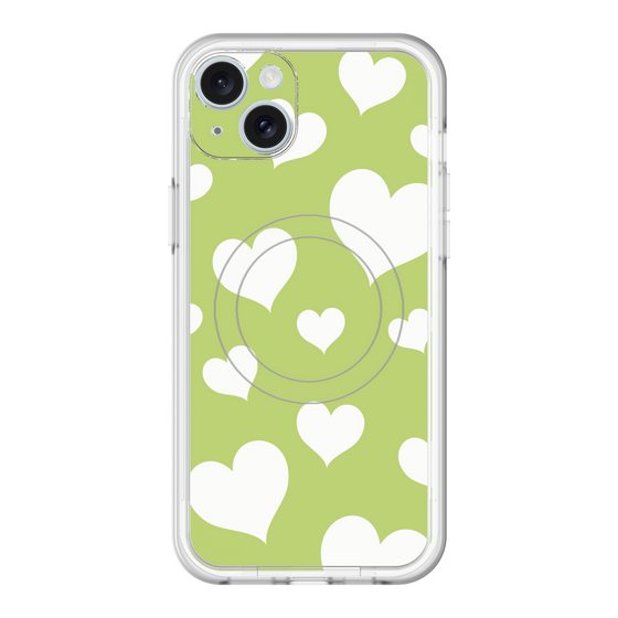 スリムプロテクションプレミアムケース with MagSafe［ Dot Hearts - Green ］