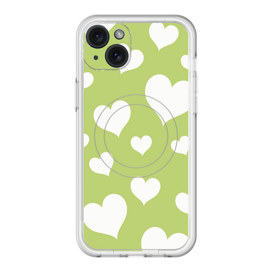 スリムプロテクションプレミアムケース with MagSafe［ Dot Hearts - Green ］
