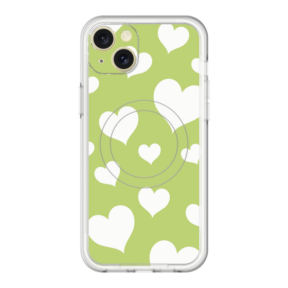 スリムプロテクションプレミアムケース with MagSafe［ Dot Hearts - Green ］
