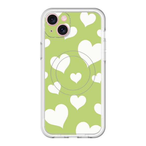 スリムプロテクションプレミアムケース with MagSafe［ Dot Hearts - Green ］