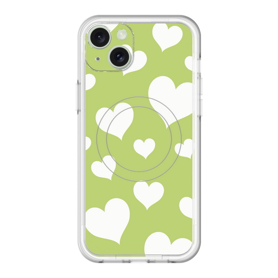 スリムプロテクションプレミアムケース with MagSafe［ Dot Hearts - Green ］