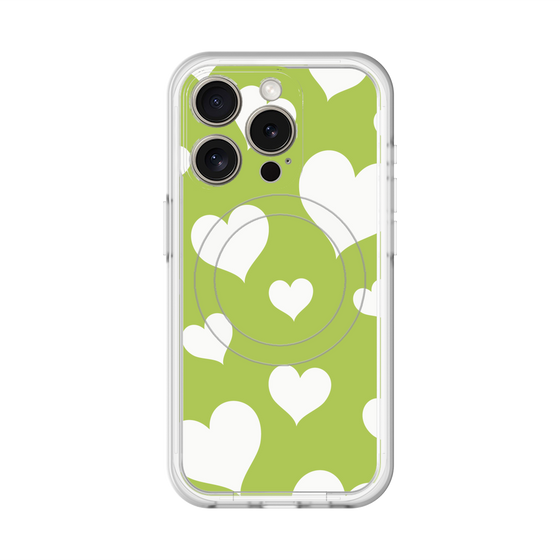スリムプロテクションプレミアムケース with MagSafe［ Dot Hearts - Green ］