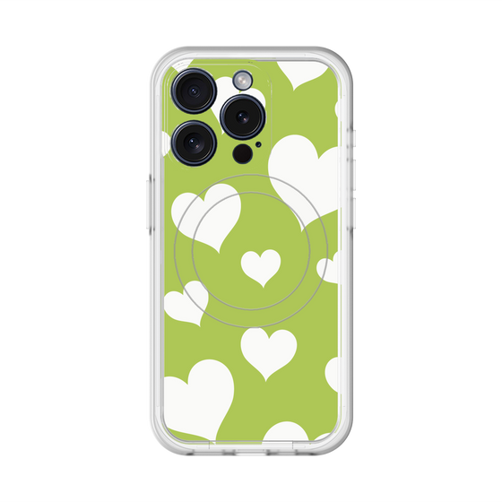 スリムプロテクションプレミアムケース with MagSafe［ Dot Hearts - Green ］