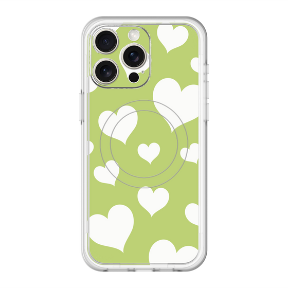 スリムプロテクションプレミアムケース with MagSafe［ Dot Hearts - Green ］