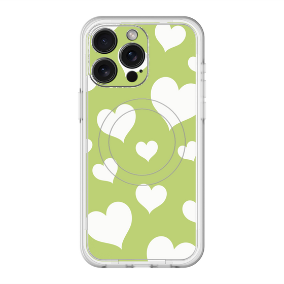 スリムプロテクションプレミアムケース with MagSafe［ Dot Hearts - Green ］