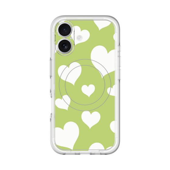 スリムプロテクションプレミアムケース with MagSafe［ Dot Hearts - Green ］