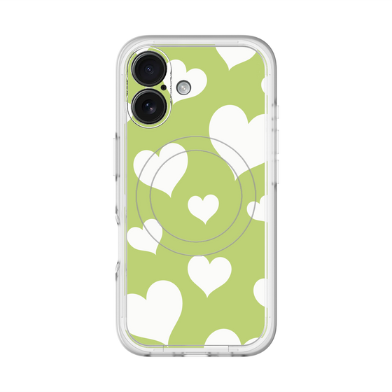 スリムプロテクションプレミアムケース with MagSafe［ Dot Hearts - Green ］