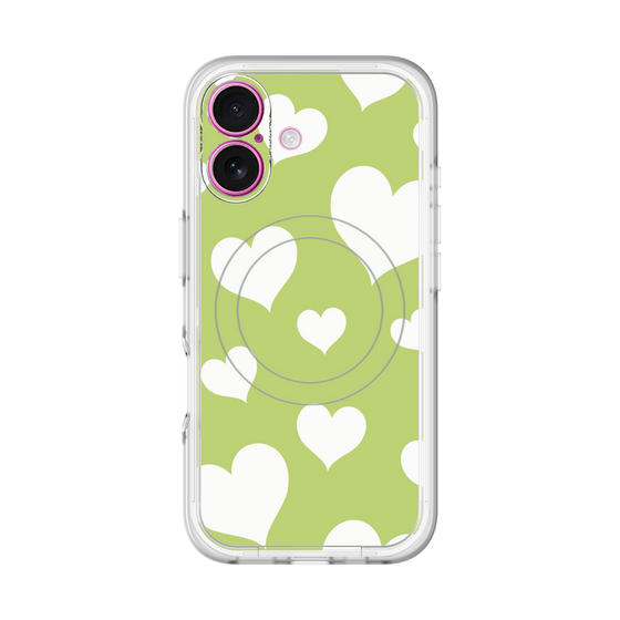 スリムプロテクションプレミアムケース with MagSafe［ Dot Hearts - Green ］