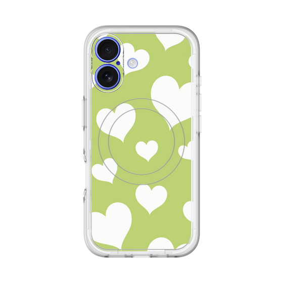 スリムプロテクションプレミアムケース with MagSafe［ Dot Hearts - Green ］