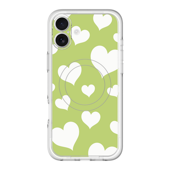 スリムプロテクションプレミアムケース with MagSafe［ Dot Hearts - Green ］