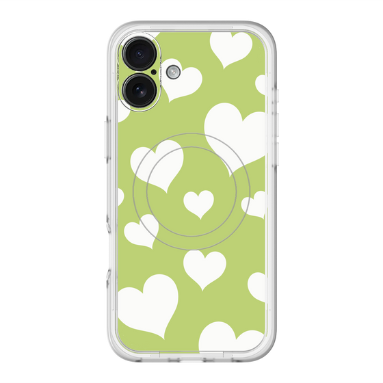スリムプロテクションプレミアムケース with MagSafe［ Dot Hearts - Green ］