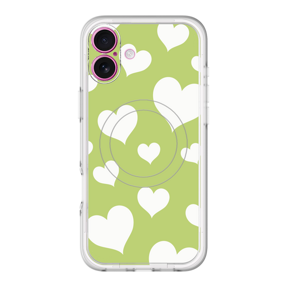 スリムプロテクションプレミアムケース with MagSafe［ Dot Hearts - Green ］