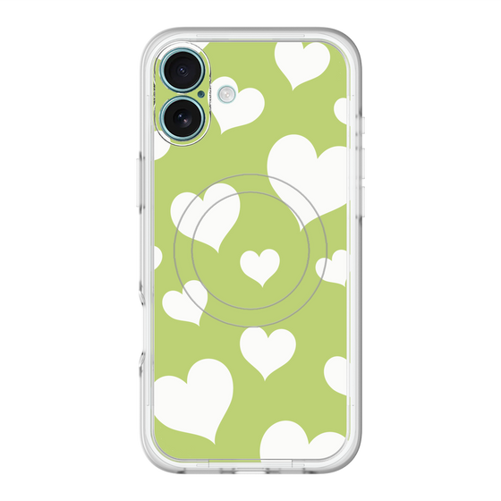 スリムプロテクションプレミアムケース with MagSafe［ Dot Hearts - Green ］