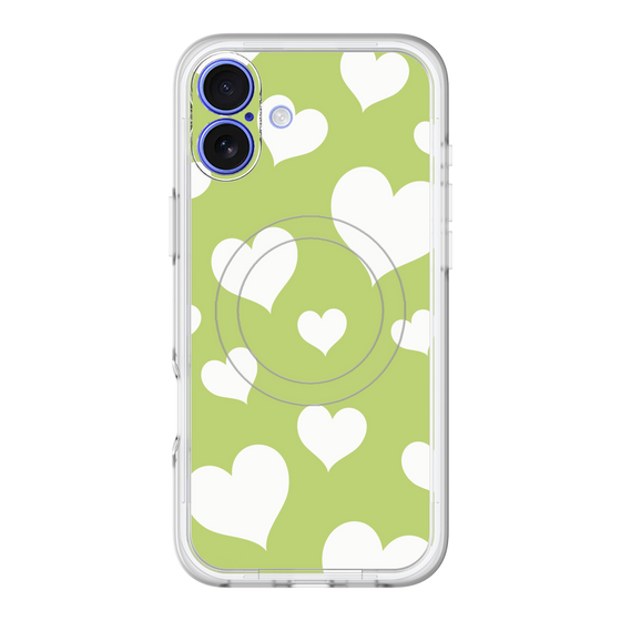 スリムプロテクションプレミアムケース with MagSafe［ Dot Hearts - Green ］