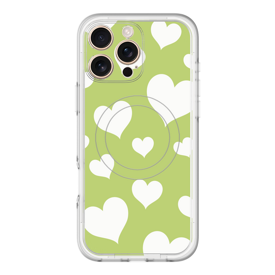 スリムプロテクションプレミアムケース with MagSafe［ Dot Hearts - Green ］