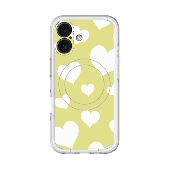スリムプロテクションプレミアムケース with MagSafe［ Dot Hearts - Yellow ］