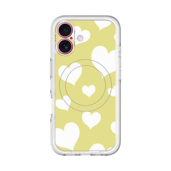 スリムプロテクションプレミアムケース with MagSafe［ Dot Hearts - Yellow ］