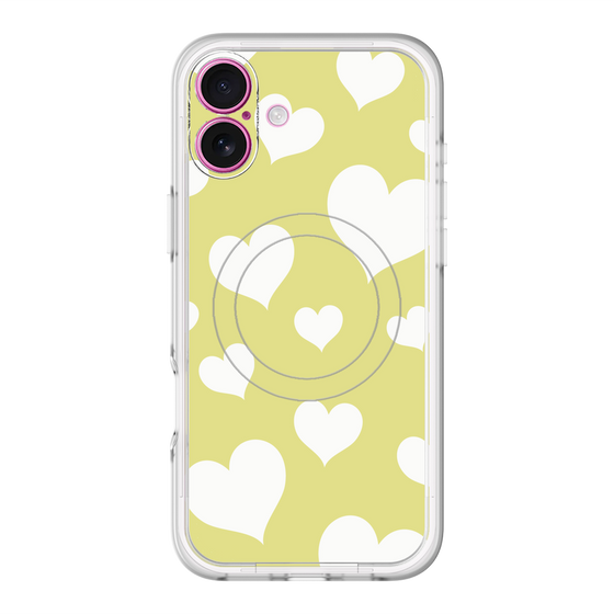 スリムプロテクションプレミアムケース with MagSafe［ Dot Hearts - Yellow ］