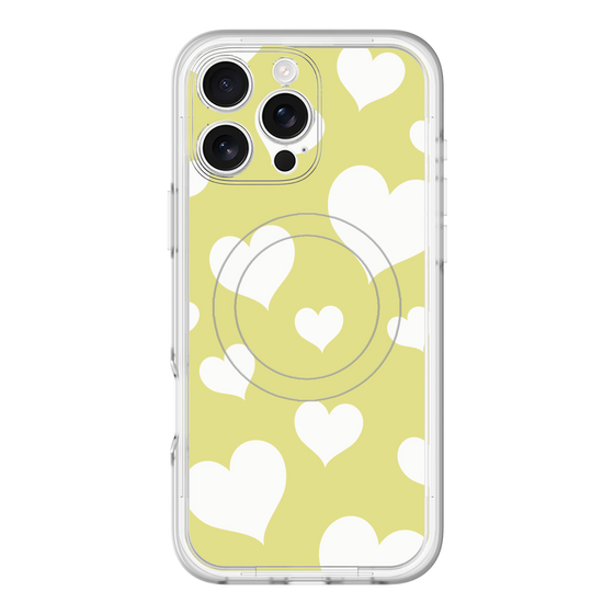 スリムプロテクションプレミアムケース with MagSafe［ Dot Hearts - Yellow ］