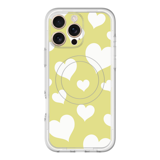 スリムプロテクションプレミアムケース with MagSafe［ Dot Hearts - Yellow ］