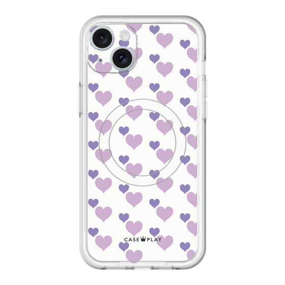 スリムプロテクションプレミアムケース with MagSafe［ Stripe Hearts - Purple ］