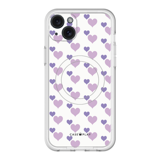 スリムプロテクションプレミアムケース with MagSafe［ Stripe Hearts - Purple ］