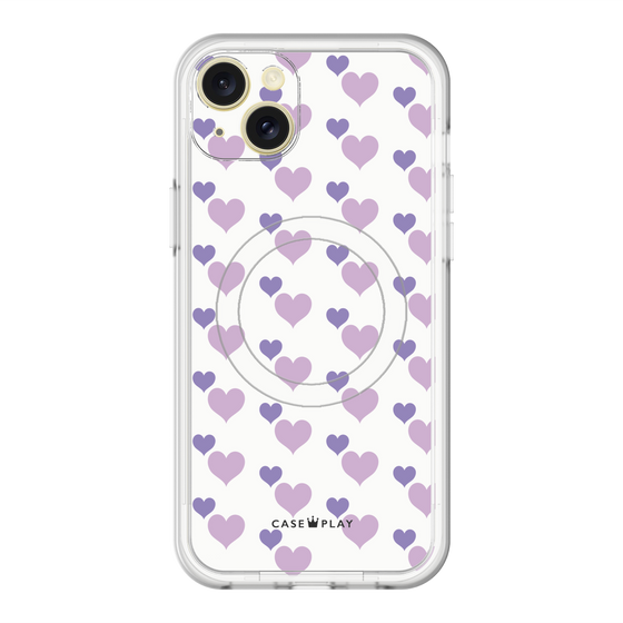 スリムプロテクションプレミアムケース with MagSafe［ Stripe Hearts - Purple ］
