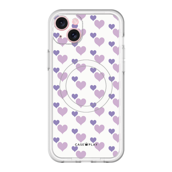 スリムプロテクションプレミアムケース with MagSafe［ Stripe Hearts - Purple ］