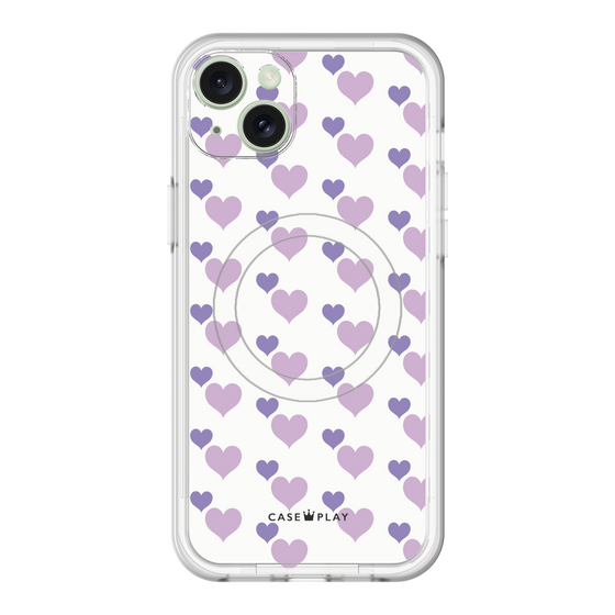 スリムプロテクションプレミアムケース with MagSafe［ Stripe Hearts - Purple ］
