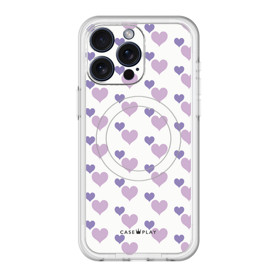 スリムプロテクションプレミアムケース with MagSafe［ Stripe Hearts - Purple ］