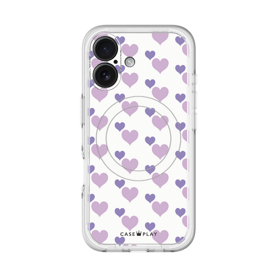 スリムプロテクションプレミアムケース with MagSafe［ Stripe Hearts - Purple ］