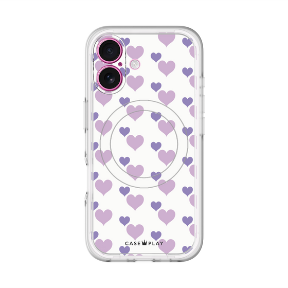 スリムプロテクションプレミアムケース with MagSafe［ Stripe Hearts - Purple ］