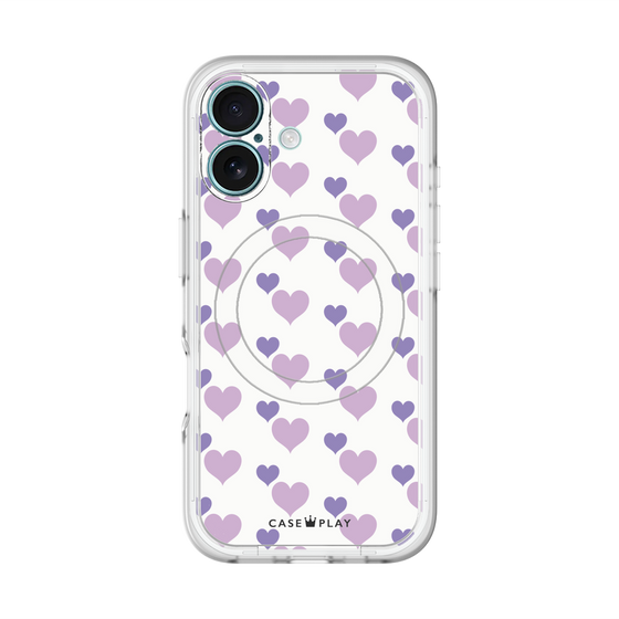 スリムプロテクションプレミアムケース with MagSafe［ Stripe Hearts - Purple ］