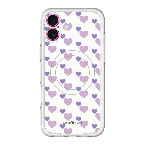 スリムプロテクションプレミアムケース with MagSafe［ Stripe Hearts - Purple ］