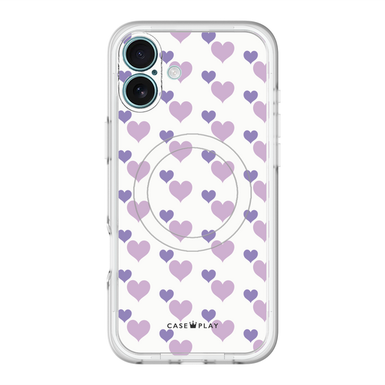 スリムプロテクションプレミアムケース with MagSafe［ Stripe Hearts - Purple ］