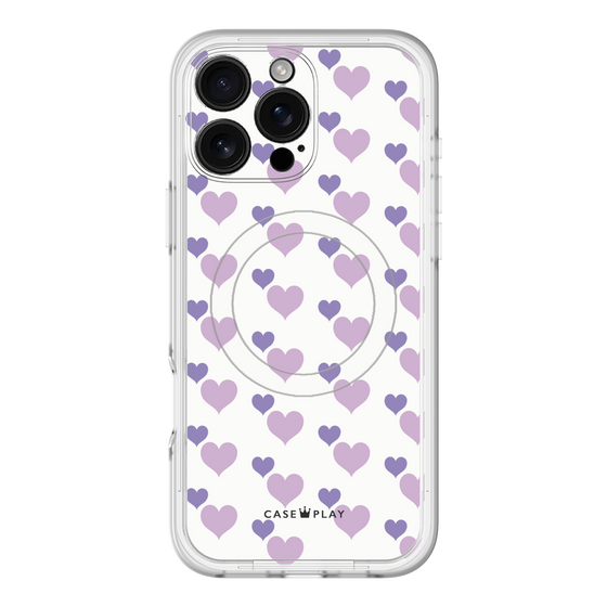 スリムプロテクションプレミアムケース with MagSafe［ Stripe Hearts - Purple ］