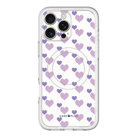 スリムプロテクションプレミアムケース with MagSafe［ Stripe Hearts - Purple ］