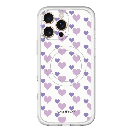 スリムプロテクションプレミアムケース with MagSafe［ Stripe Hearts - Purple ］