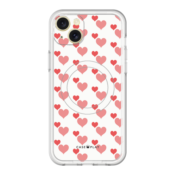 スリムプロテクションプレミアムケース with MagSafe［ Stripe Hearts - Red ］