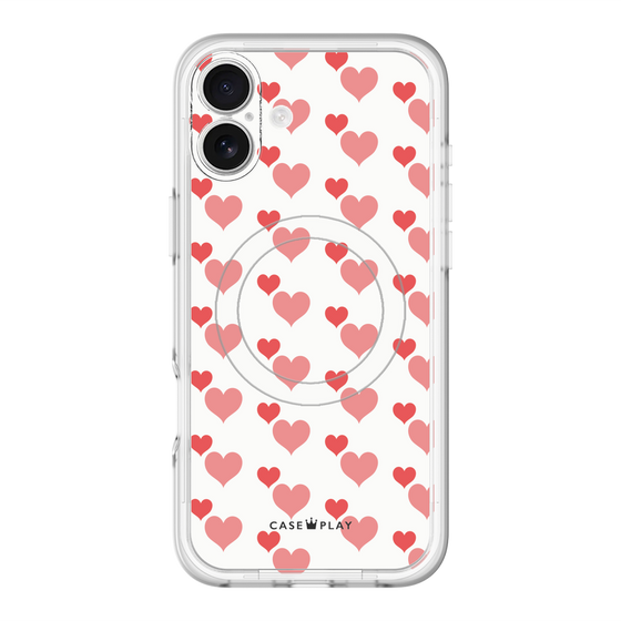 スリムプロテクションプレミアムケース with MagSafe［ Stripe Hearts - Red ］