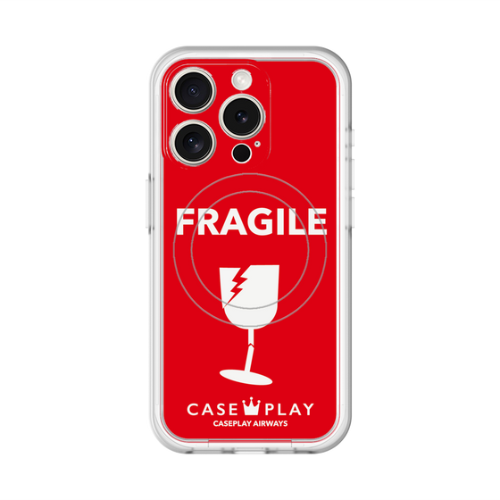 スリムプロテクションプレミアムケース with MagSafe［ FRAGILE - Red ］