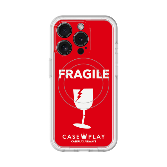 スリムプロテクションプレミアムケース with MagSafe［ FRAGILE - Red ］
